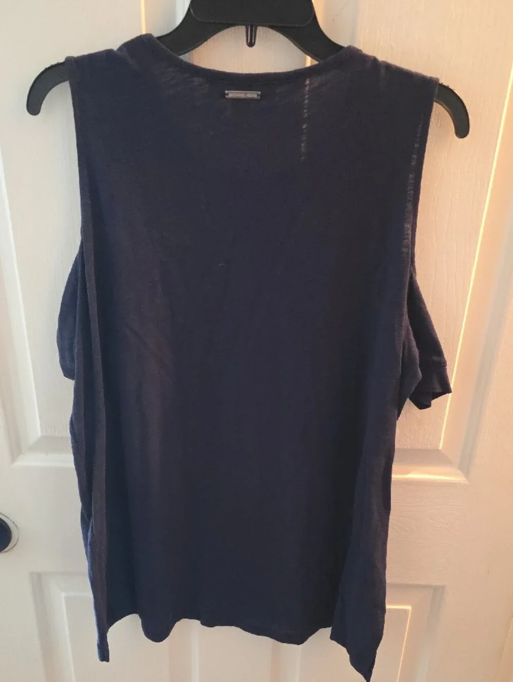 Michael Kors Navy Cold-Shoulder Tank with Hem Eyelets